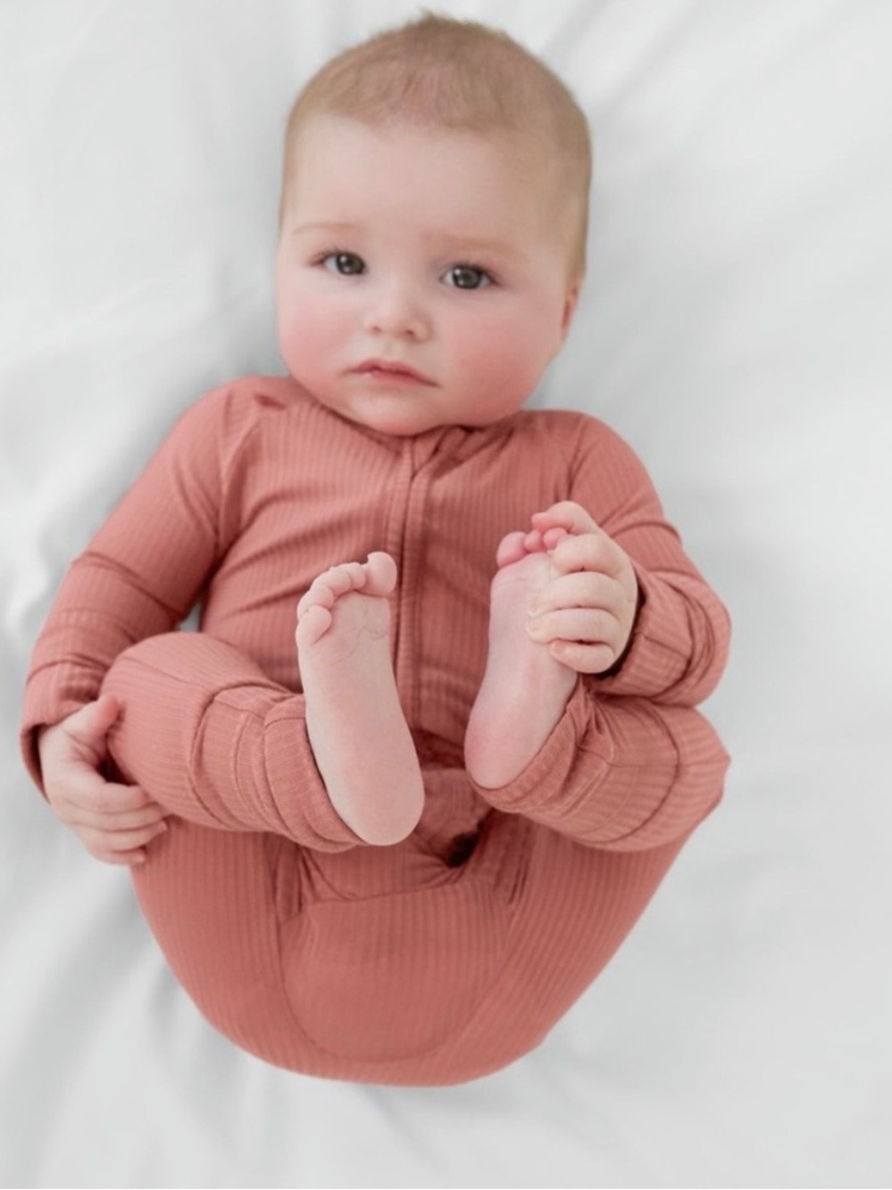 Little Sleepies Ribbed Rust Pajamas - Picture 3 of 3